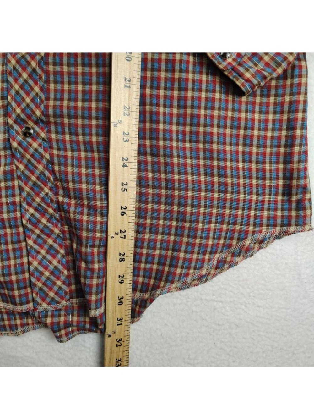 Vintage 70's Western Pearl Snap Wrangler Shirt Mens 16.5 33 - Picture 6 of 8